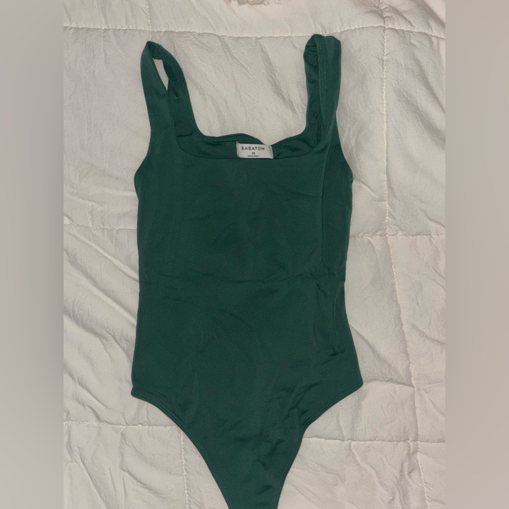 Aritzia Green Square Neck Bodysuit XS